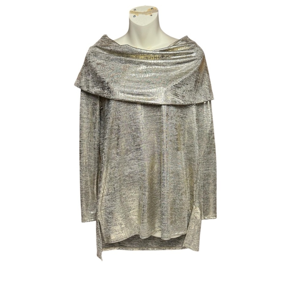 Chelsea & Theodore small Off-the-Shoulder top Cowl Neck and Long Sleeves gold